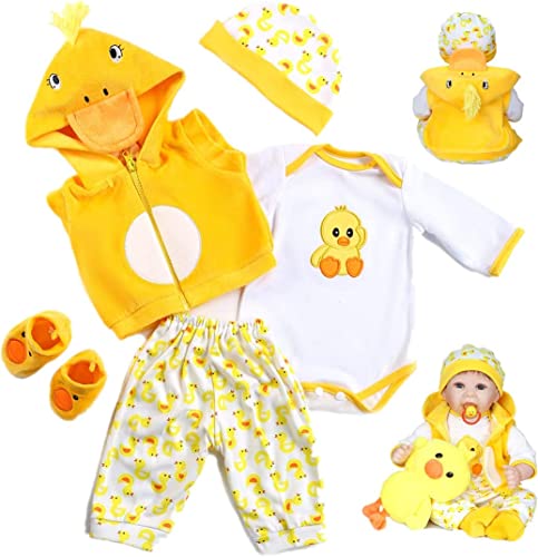 Kleidung für 20"-22" Reborn Puppen Zubehör Kleid Gelb Ente 5-teiliges Set von Yiwesanuk