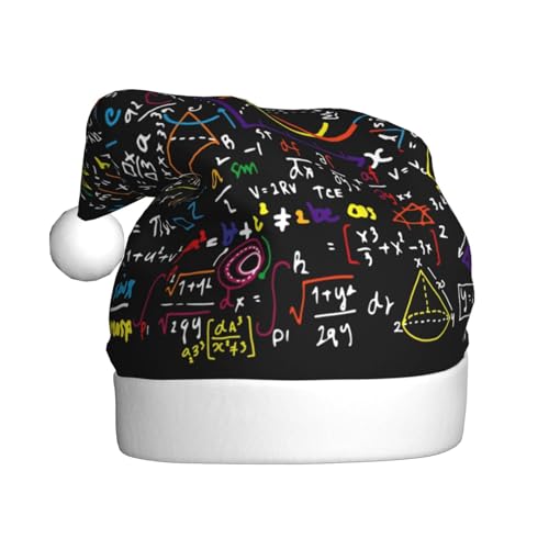 Yiyilong Weihnachtsmütze für Erwachsene, Plüsch, dekorativ, Mathematik-Formel-Druck, Uni, Weihnachtsmannmütze für Weihnachtszubehör von Yiyilong