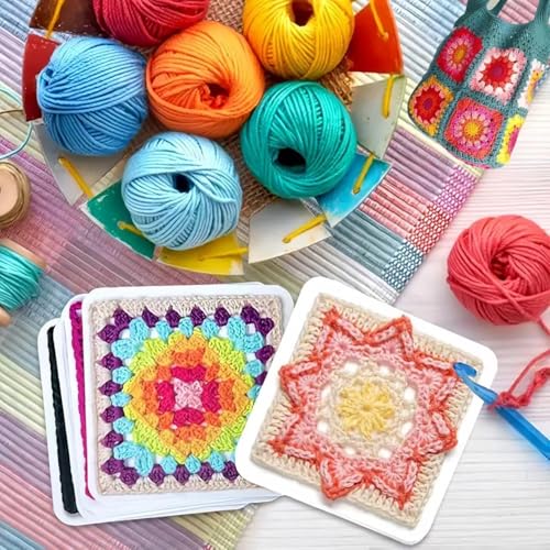 Granny Square Häkel-Karten, Crochet Yarn, Dicke Wolle Zum Stricken, Häkelwolle für Anfänger set Erwachsene Kinder (A) von Yizemay