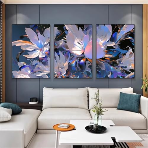 5D Diy Diamond Art Painting Kit 3 Stück Diamant Malerei Bilder Farbige Blütenblätter Vollbohrer Stickerei Mosaik Malerei Kreuzstich Kunst Handwerk Leinwand für Wand Dekorationen Quadrat 80x120 cm 2889 von Yizgrz