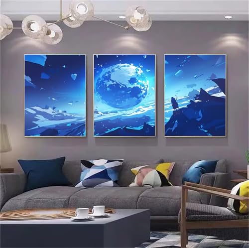 5D Diy Diamond Art Painting Kit 3 Stück Diamant Malerei Groß Bilder Gletscher Vollbohrer Stickerei Mosaik Malerei Strass Kreuzstich Kunst Handwerk Leinwand für Wand Dekorationen Quadrat 80x120cm D2753 von Yizgrz