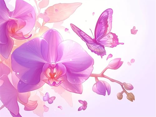 5D Diy Diamond Painting Erwachsene Kit Orchideenschmetterling Diamant Malerei Groß Bilder Full Drill Cross Stickerei Set Mosaikherstellung Kinder Malen Nach Zahlen für Home Decor Square 80x120cm D6711 von Yizgrz