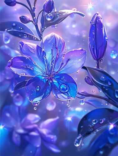 5D Diy Diamond Painting Erwachsene Kits Blaue Lilienblume Diamant Malerei Bilder Full Drill Cross Stickerei Sets Mosaikherstellung Kinder Malen Nach Zahlen für Home Decor Geschenk Square 30x40cm D4887 von Yizgrz