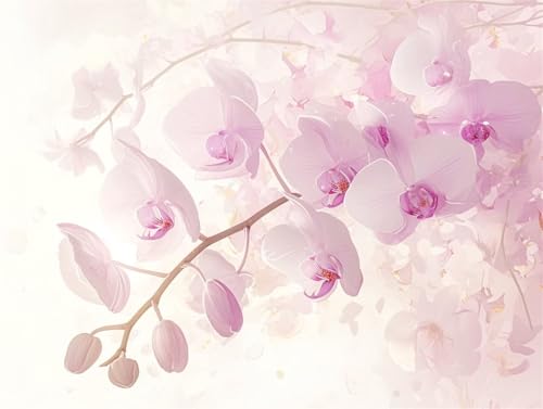 5D Diy Diamond Painting Erwachsene Kits Rosa Orchidee Diamant Malerei Groß Bilder Full Drill Cross Stickerei Sets Mosaikherstellung Kinder Malen Nach Zahlen für Home Decor Geschenk Round 60x90cm D7094 von Yizgrz