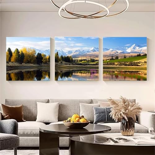 Diamond Painting 3 Pack Landschaftsbaum 5D Diamant Painting Bilder mit Diamant Malerei Zubehör Set Erwachsene/Kinder Diy Diamant Malerei Full Drill Embroidery Kit für Home Décor Quadrat 80x80 cm D8143 von Yizgrz