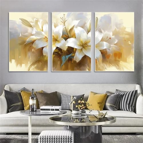 Diamond Painting 3 Pack Lilie 5D Diamant Painting Bilder mit Diamant Malerei Zubehör Set Erwachsene/Kinder Diy Diamant Malerei Full Drill Art dot Embroidery Kit fürHome Décor Quadrat 30x40 cm D2697 von Yizgrz