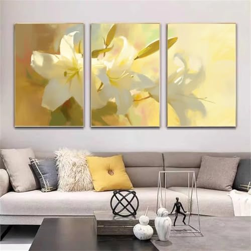 Diamond Painting 3 Pack Lilie 5D Diamant Painting Bilder mit Diamant Malerei Zubehör Set Erwachsene/Kinder Diy Diamant Malerei Full Drill Art dot Embroidery Kit fürHome Décor Quadrat 90x140 cm D2686 von Yizgrz