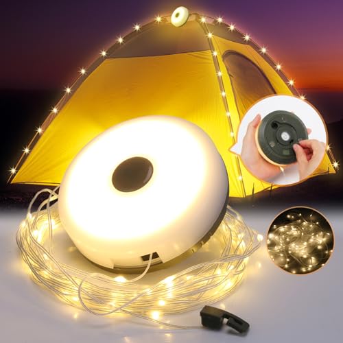 Yizhet 10 Meter Camping Lichterkette, Aufrollbare LED Lichterkette für Outdoor, Vielseitig, Langlebig und wasserdicht – USB-Aufladung für Camping, Garten und Wanderungen von Yizhet