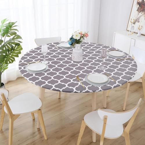 Yizunnu Wasserdichte, runde Tischdecke mit elastischem Rand und Flanell-Rückseite, abwischbar, öldicht, PVC-Tischschutz für Esszimmer, Küche, Picknick, Party, passend für Tische mit einem Durchmesser von Yizunnu