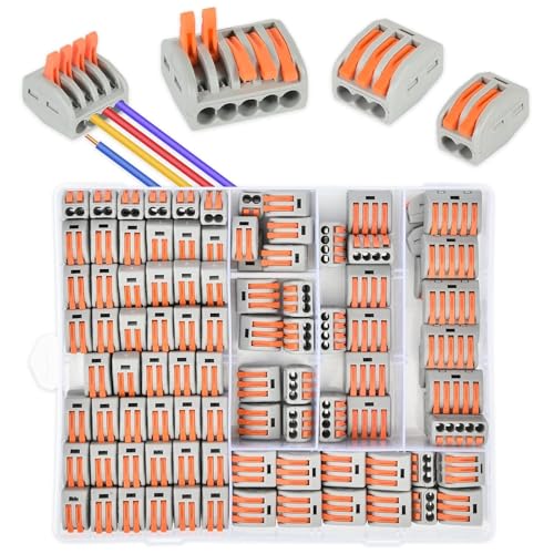 Kabelverbinder,160 Stück Klemme mit Betätigungshebel,PCT – 212 (110 Stück),PCT – 213 (30 Stück),PCT – 214 (10 Stück),PCT – 215 (10 Stück) Verbindungsklemme,Frei Kombiniert Werden für Feste Kabe von Ykgutilu