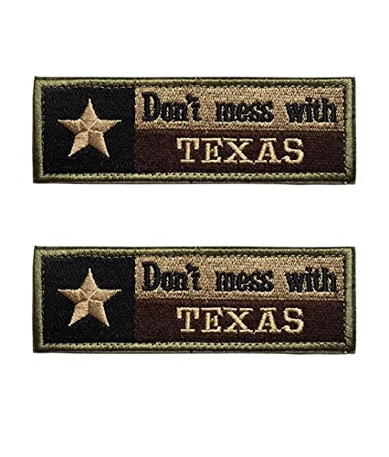 Aufnäher mit Aufschrift "Don't Mess with Texas", mit Klettverschluss, taktische Moral-Applikation, Militär, bestickt, 2 Stück von Ykonuyis
