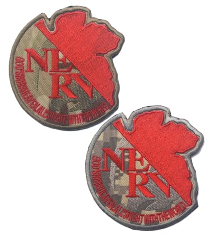 NERV-Logo-Aufnäher mit Klettverschluss, taktische Moral-Applikation, Militär-bestickt, 2 Stück (Farbe 2) von Ykonuyis