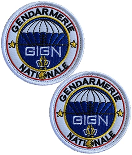 Special Unit Gendarmerie Nationale France GIGN Patch Hook and Loop Tactical Moral Applique Fastener Military Bestickter Patch 2 Stück von Ykonuyis