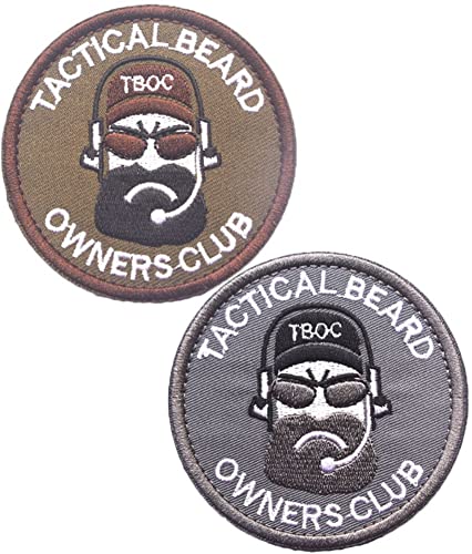 Taktischer Bartbesitzer Club Patches Klettverschluss taktische Moral Applikation Verschluss Militär bestickt Patch 2 Stück (Farbe 1) von Ykonuyis