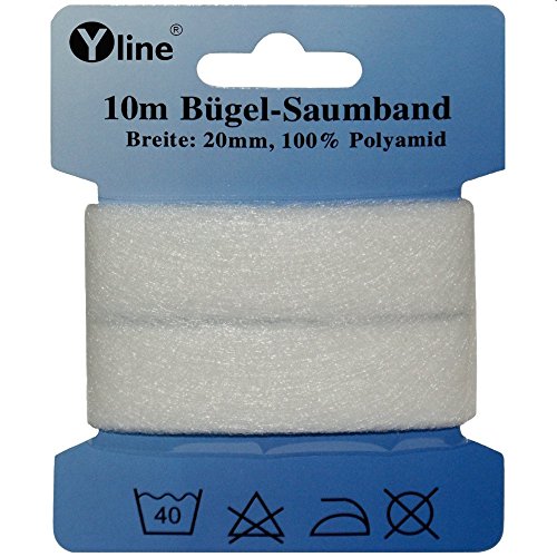 10 m x 2 cm Saumband zum nähfreien Säumen,Bügel - Saumband, Bügelsaumband weiß, sl, 1080 von Yline