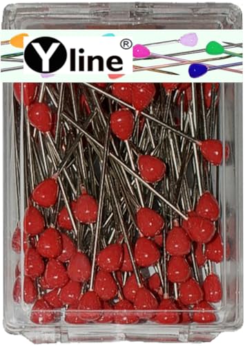 100 Stück Tapezierstecker mit Kunststoffkopf rot ca. 60 mm, Schmuck- Nadeln Stecknadeln groß, 0717-RO von Yline