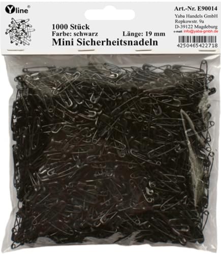 1000 Stück Mini Sicherheitsnadeln klein, schwarz ca.19 mm, Sicherheits- Nadel Nadeln, E90014 von Yline