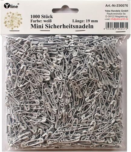 1000 Stück Mini Sicherheitsnadeln klein, weiß ca.19 mm, Sicherheits- Nadel Nadeln, E90076 von Yline