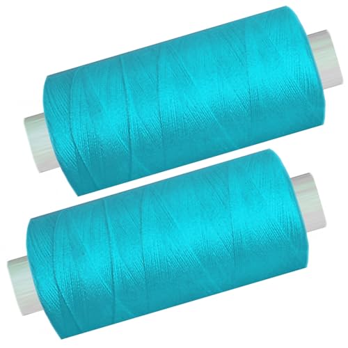 2 Spulen a. 500 m Nähgarn/Syngarn neon - blau, Garn Nähfaden Polyester für die Nähmaschine, (0,06 € /10 m), 0475-13 von Yline