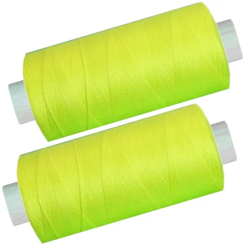 2 Spulen a. 500 m Nähgarn/Syngarn neon - gelb, Garn Nähfaden Polyester für die Nähmaschine, (0,06 € /10 m), 0475-11 von Yline