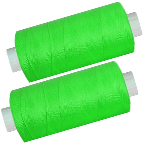 2 Spulen a. 500 m Nähgarn/Syngarn neon - grün, Garn Nähfaden Polyester für die Nähmaschine, (0,06 € /10 m), 0475-12 von Yline