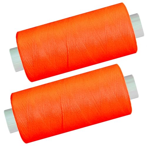 2 Spulen a. 500 m Nähgarn/Syngarn neon - orange, Garn Nähfaden Polyester für die Nähmaschine, (0,06 € /10 m), 0475-15 von Yline