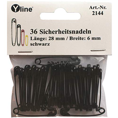 36 Sicherheitsnadeln ca. 28 mm schwarz, Sicherheits- Nadel Nadeln, sl, 2144 von Yline