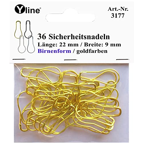 36 Stück Mini Sicherheitsnadeln (Birnenform) goldfarben ca.22 mm, Sicherheits- Nadel Nadeln, 3177 von Yline