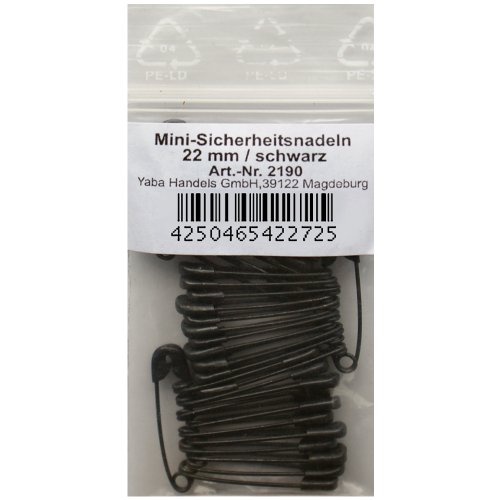 36 Stück Mini Sicherheitsnadeln 22 mm klein, schwarz, Nadel Nadeln, 2190 (22 mm) von Yline