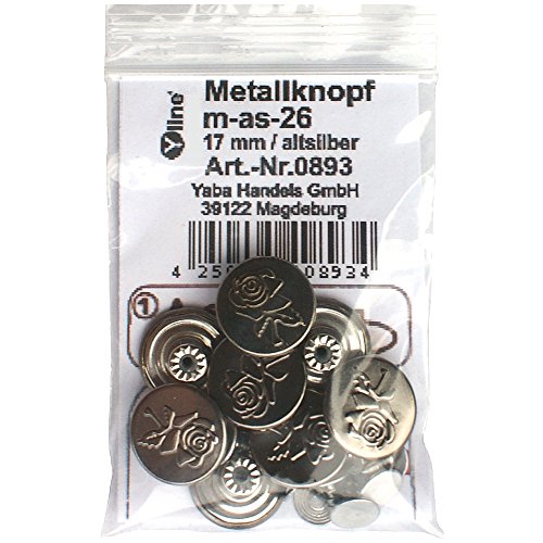 8 Metall Knöpfe altsilber 17 mm mit Motiv, Jeansknöpfe Metallknöpfe Jeans Knopf, m-as-26 von Yline