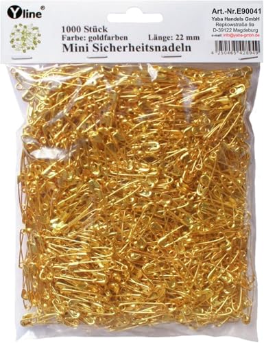 1000 Stück Mini Sicherheitsnadeln klein, goldfarben ca.22 mm, Sicherheits- Nadel Nadeln, E90041 von Yline