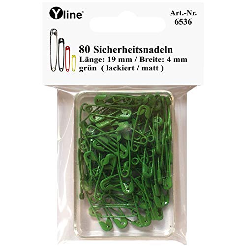 Yline 80 Stück Mini Sicherheitsnadeln 19 mm, klein, grün, nickelfrei, Nadel Nadeln, 6536 von Yline