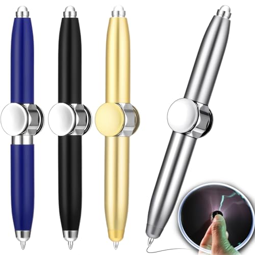 Ylinwtech Lustig Multifunktions Stift,4 Stück,Fidget Spinner Pen mit LED-Licht,Metall Spinning Pen,Fidget Pen,Fidget Stifte,Gyro Kugelschreiber Geschenkstift,Lassen Sie alle Stress abbauen von Ylinwtech