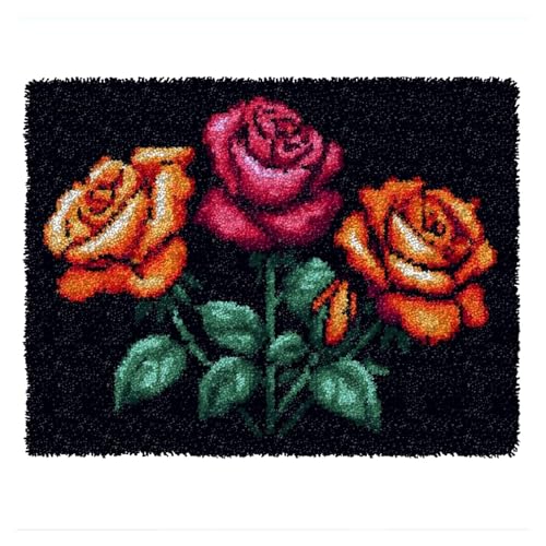 Ylkgogo Knüpfhaken-Set für Erwachsene, farbig bedruckte Leinwand, DIY-Teppich, Basteln, Kunstteppich, Heimdekoration, Festival, Geschenk, 50,5 x 38,1 cm (Rosa) von Ylkgogo