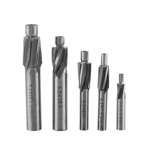 5pcs Countersink End Mill Cutter Set, M3 M8 Size Range, 4 Flutes Design, HSS AL Material, High Cutting Tool for CNC Machine, Suitable for Milling Copper, Aluminum, Ste von Ylwxzenith