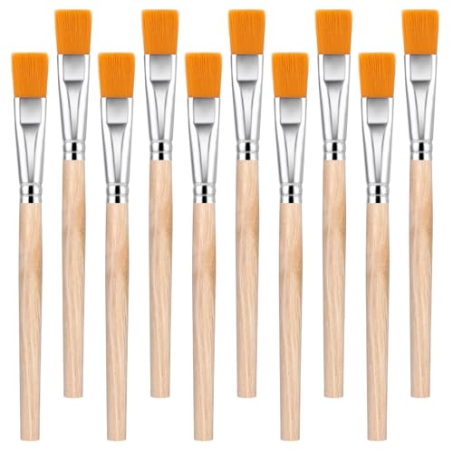 Pinsel Set,Ymapinc 10 Stück Flache Pinsel Nylon Malpinsel Kleine Künstlerpinsel Paint Brush mit Holzgriff Detail Pinsel Pinselset für Öl Aquarell Gouache Körperbemalung von Ymapinc