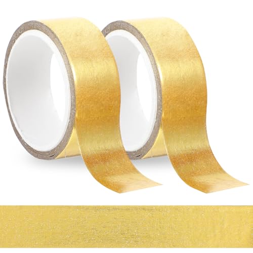 Ymapinc 2 Rollen Washi Tape Gold, 15mm X 5m Klebeband Gold Selbstklebend Washi Tape Metallic Craft Dekoratives Goldenes Klebeband Für Wanddekorationen Geschenkverpackung Scrapbooking von Ymapinc