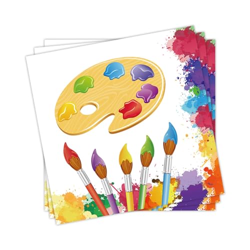 24St Kindergeburtstag Tischdeko Servietten Schulkind Mädchen Junge Malereimuster Papierservietten für Kinder Geburtstag Schulanfang Einschulung Party Deko Zubehör, 33x33cm von Ymxil