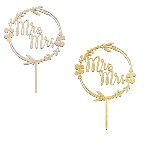 2Stk Mr & Mrs Cake Topper Hochzeit Deko, Hochzeitstorte Deko, Holz Mr und Mrs Deko Cake Topper, Tortendeko Hochzeit Tortenstecker Kuchen Deko für Hochzeit Jubiläum Party (8.5 * 6 Inch) von Ymxil