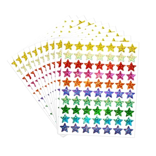 700STK Sterne Sticker Glitzer Laser Stern Aufkleber Kinder Bastel Belohnungssticker Klebesterne Bunte Sterne Aufkleber Wiederverwendbare Glitzersterne zum Aufkleben für Schullehrer von Ymxil