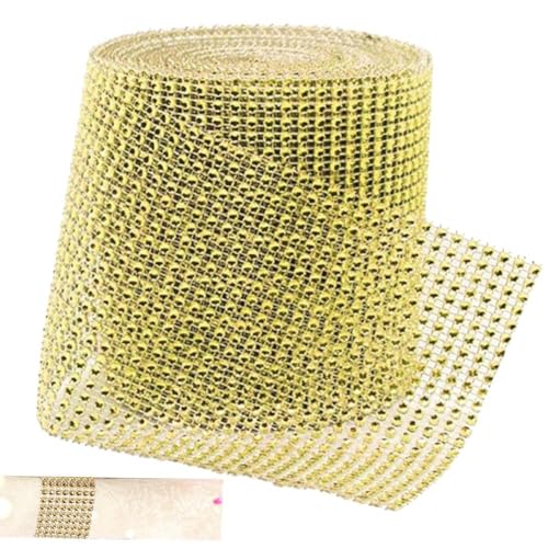 Ymxygz 10 Yard/Rolle 24 Reihen Bling Simulation Mesh Roll Event Party Geburtstag Hochzeit DIY Dekorationen Tisch Kuchen Wrap von Ymxygz