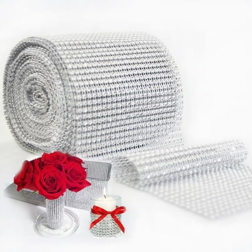 Ymxygz 10 Yard/Rolle 24 Reihen Bling Simulation Mesh Roll Event Party Geburtstag Hochzeit DIY Dekorationen Tisch Kuchen Wrap von Ymxygz