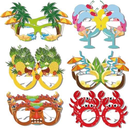 Ymxygz 12 Stück Hawaiianische Papiergläser Für Kinder, Neuartige Gläser, Ananas-Sonnenbrillen Für Hawaiianische Sommerparty-Dekoration, Foto-Requisiten von Ymxygz