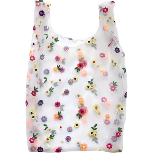 Ymxygz Handtasche Stickerei Und Blumen, Transparente Einkaufstasche Aus Netzstoff, Für Den Strand, Netz-Tragetasche Für Damen Und Mädchen, Für Reisen, Einkaufen, Den Täglichen Gebrauch Ymxygz Handtasche Stickerei Und Blumen, Transparente Einkaufstasche Aus Netzstoff, Für Den Strand, Netz-Tragetasche Für Damen Und Mädchen, Für Reisen, Einkaufen, Den Täglichen Gebrauch von Ymxygz