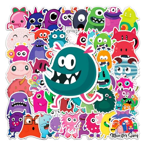 3D Aufkleber Set für Kinder ，Cute Cartoon Kleine Monster Sticker, 50Stück Wasserdichte Vinyl Sticker für, Auto Laptop Telefon Gitarre Skateboard Motorrad Fahrrad Cartoon Stickers Set. von Ynkkvre