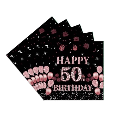 40 Stück 50 Geburtstagsdeko Servietten, Schwarz Gold Papier Party Servietten, Geburtstagsdeko Servietten, Papierservietten für 50 Geburtstag Mann Frau Geburtstag Party Jiaju. von Ynkkvre