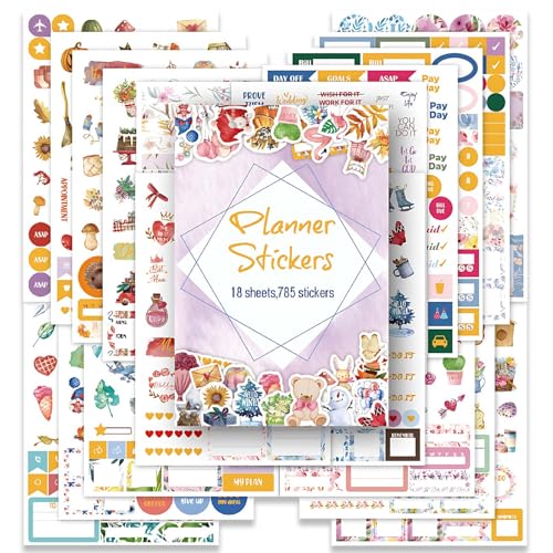 Sticker Set, 785 Stück Aufkleber, Scrapbook Zubehör, Schöne Ansprechende Motivationsaufkleber für Jugendliche und Erwachsene, Kalender Journal Zubehör Stickerbuch. von Ynkkvre