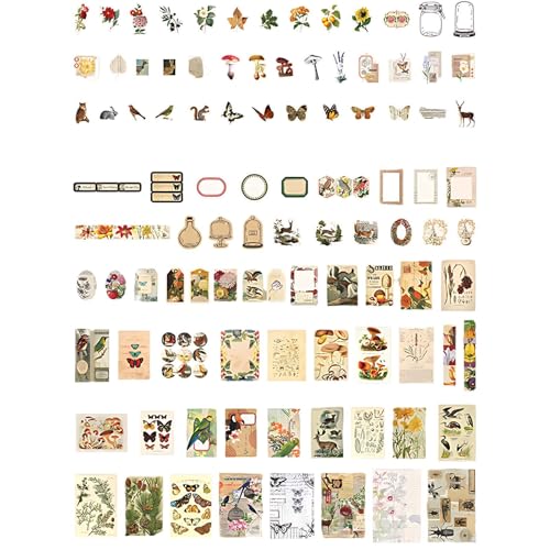 Vintage Scrapbooking Sticker Set, Dekorative Journal Fotoalbum Aufkleber Stickers Zubehör, Selbstklebend Aufkleber Bastelpapier, DIY Scrapbook Geschenk für Teenager und Kind. von Ynkkvre