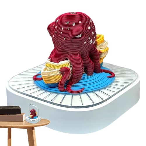 3D-Tischkalender 2025, kreativer Oktopus-Notizblock-Kalender – tolles Geschenk, abreißbarer 3D-Papierkunst-Notizblock, lustiger Oktopus-Statue-Notizblock, künstlerischer Kalender von Ynnhik