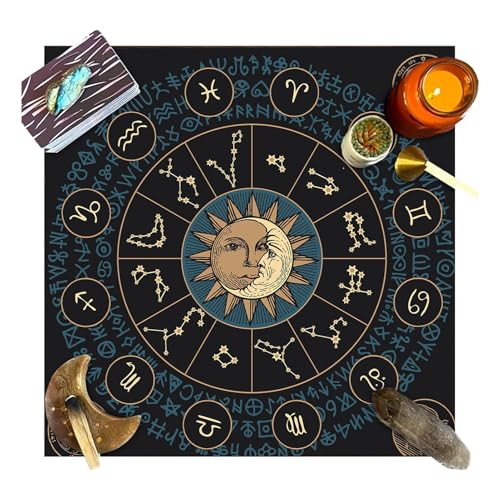 Faltbare Tischdecke – Lebendiges Tarot-Lesetuch, mystische Tischdecke | Bequeme Samt-Tischdecken mit geheimnisvollem Tarot, spirituelle Tischdekoration, esoterisches Tuch für spirituelle Zwecke, 49 x von Ynnhik